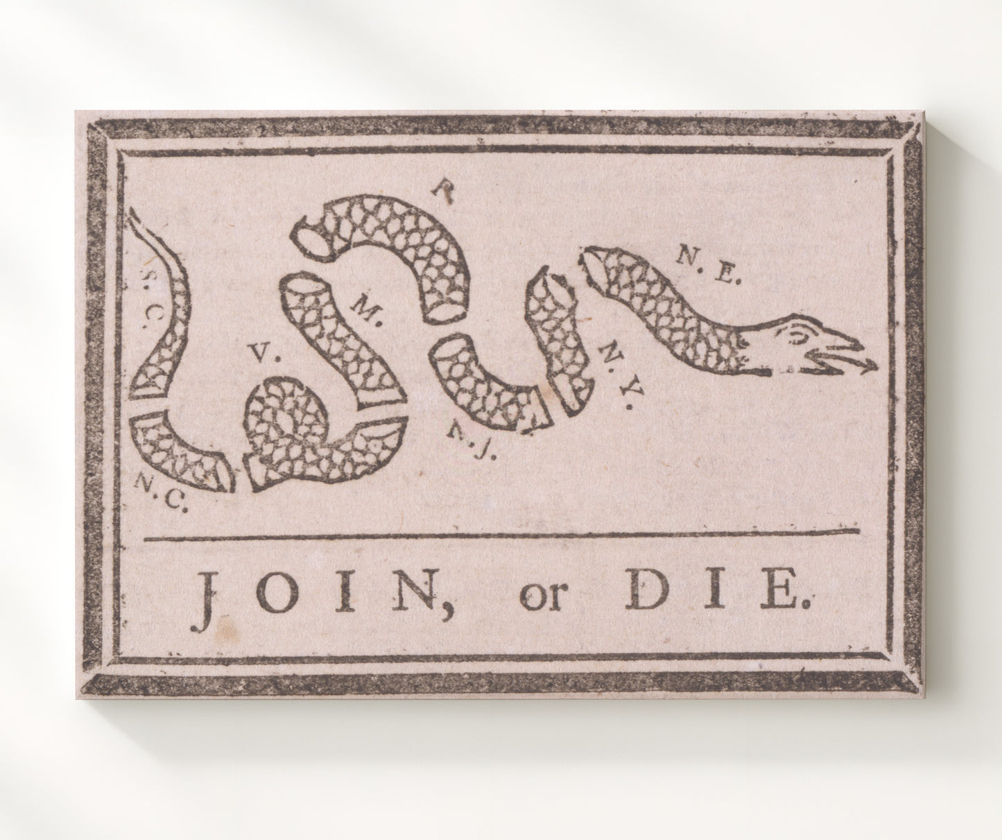 Historical - Join Or Die - Benjamin Franklin Unity Cartoon 1754 - Landscape History Wall Art