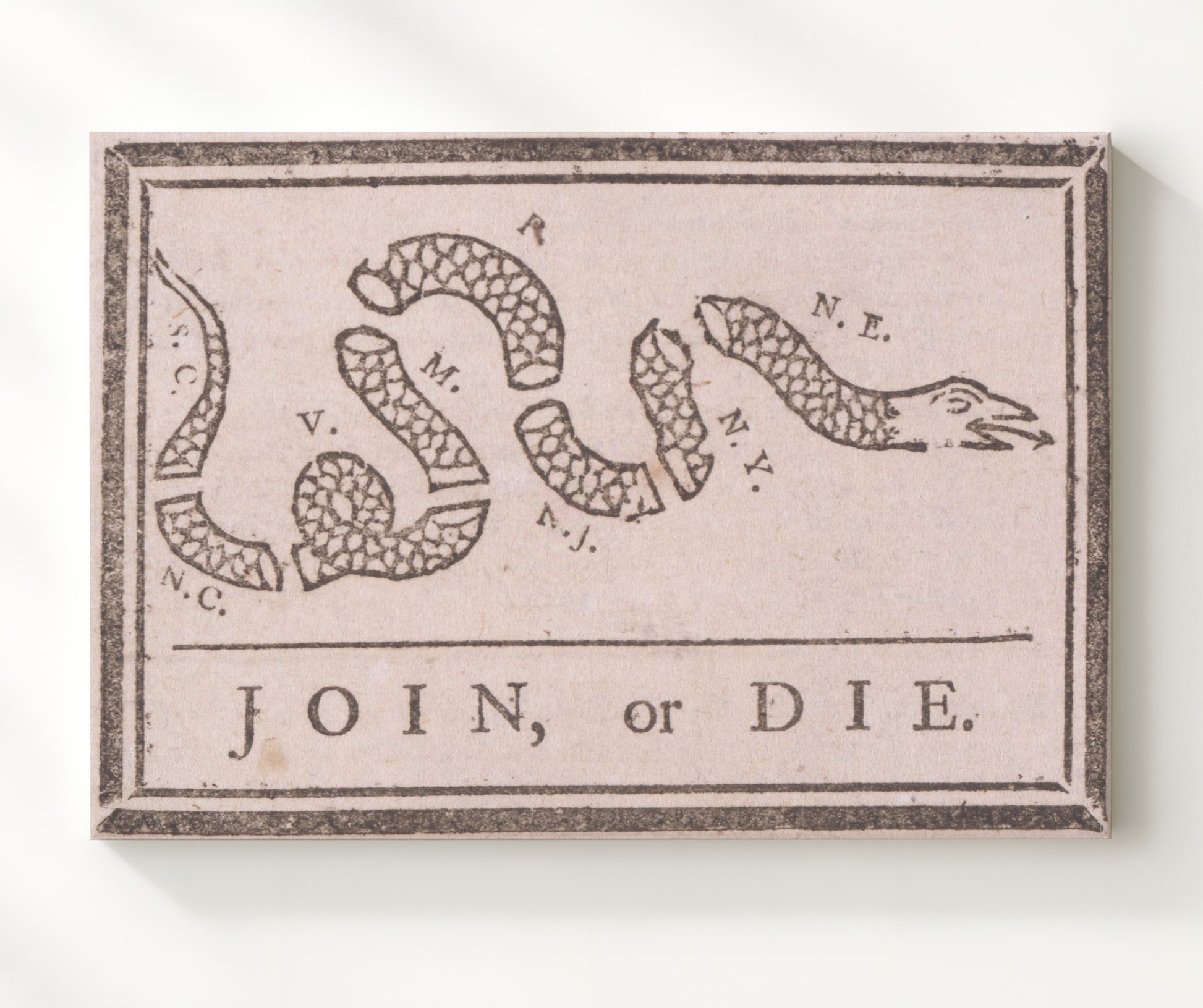 Historical - Join Or Die - Benjamin Franklin Unity Cartoon 1754 - Landscape History Wall Art