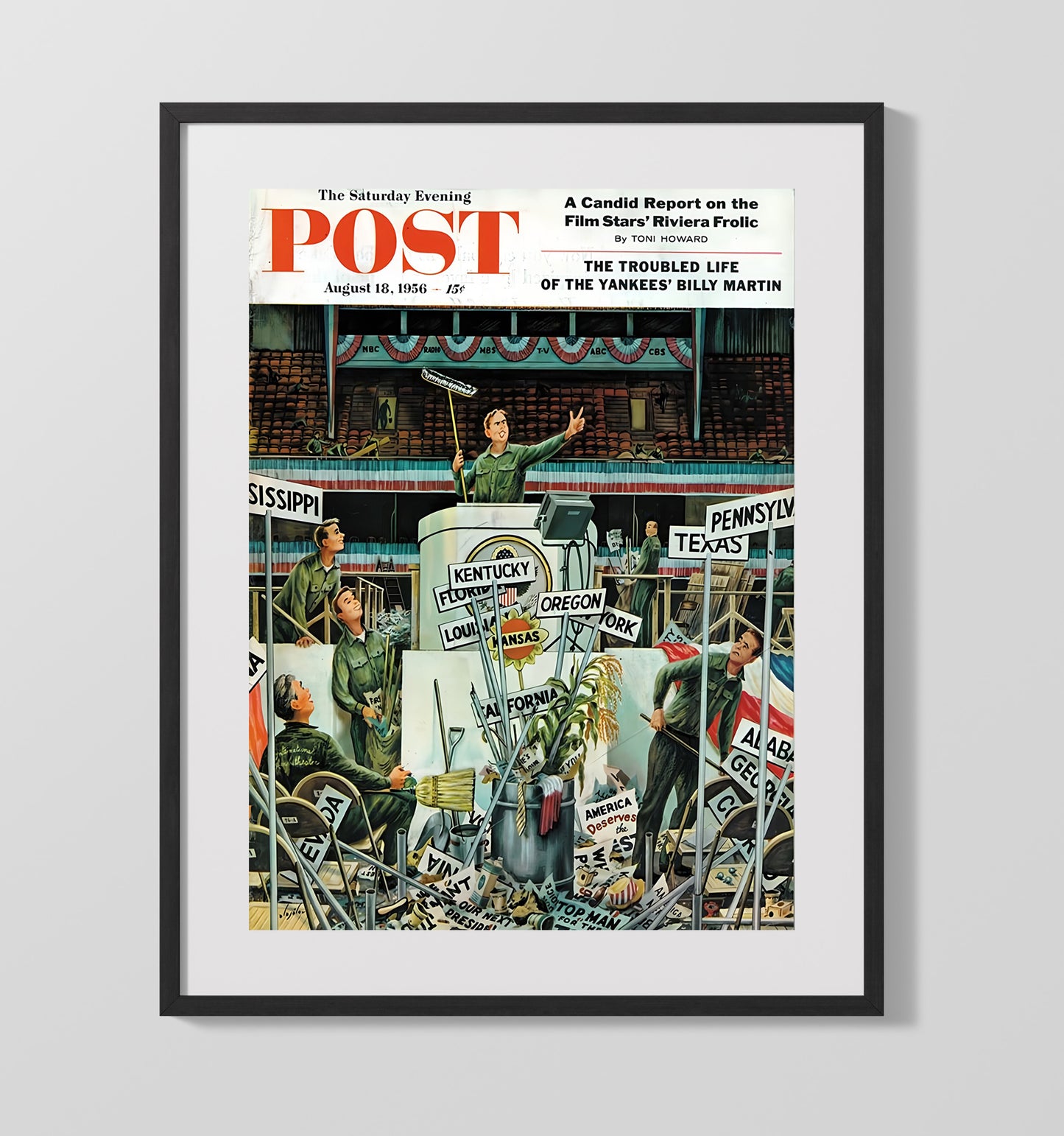 Historical - Magazine Cover - Saturday Evening Post Billy Martin Illustration History Wall Art