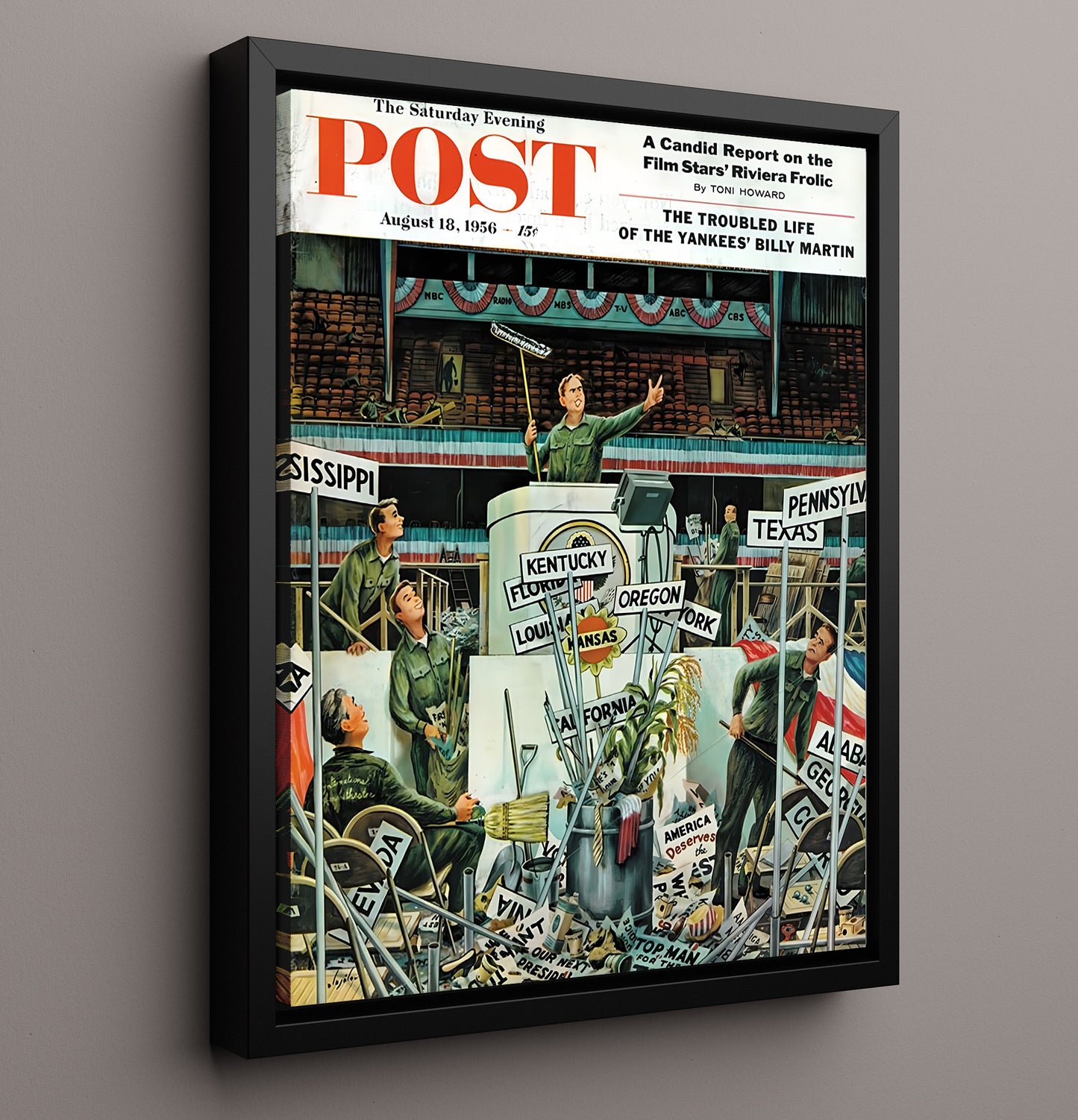 Historical - Magazine Cover - Saturday Evening Post Billy Martin Illustration History Wall Art