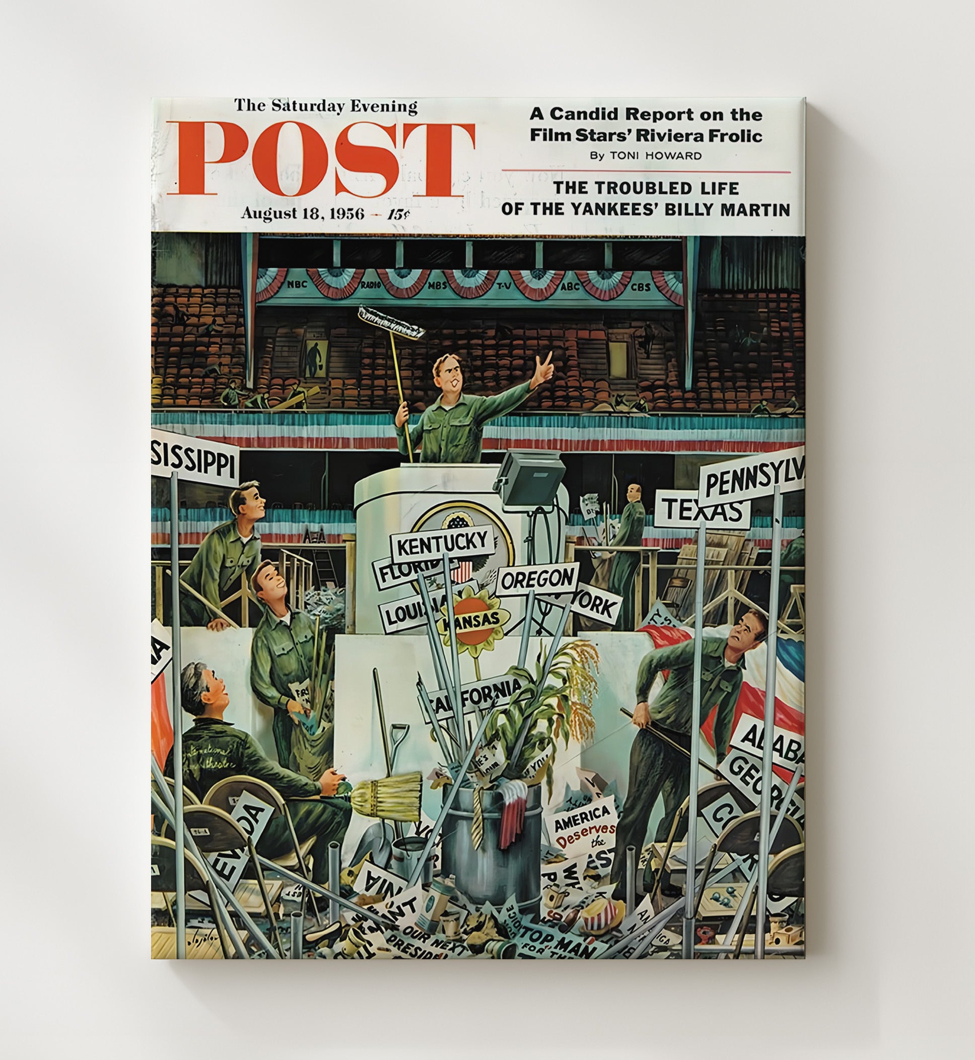 Historical - Magazine Cover - Saturday Evening Post Billy Martin Illustration History Wall Art