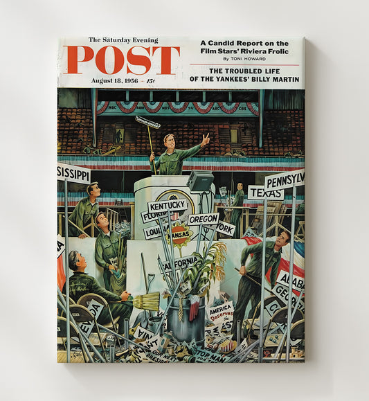 Magazine Cover - Saturday Evening Post Billy Martin Illustration 8x10 Canvas history wall art