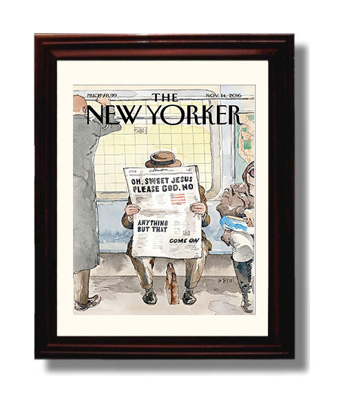 Historical - Magazine Cover Illustration - New Yorker Election Commentary Subway Scene 2016 History Wall Art