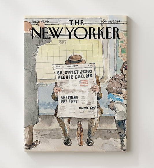 Magazine Cover Illustration - New Yorker Election Commentary Subway Scene 2016 8x10 Canvas history wall art