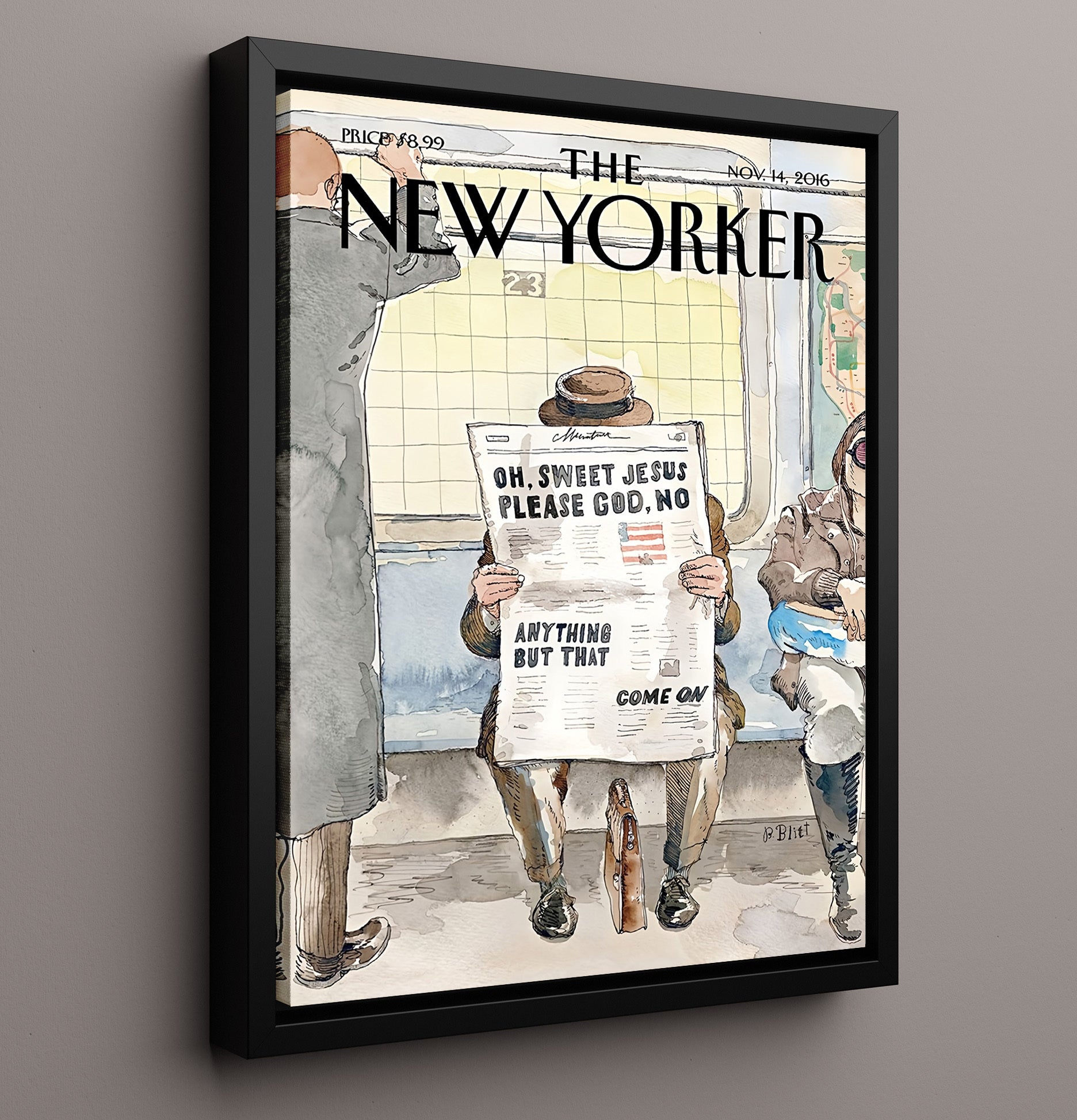 Historical - Magazine Cover Illustration - New Yorker Election Commentary Subway Scene 2016 History Wall Art