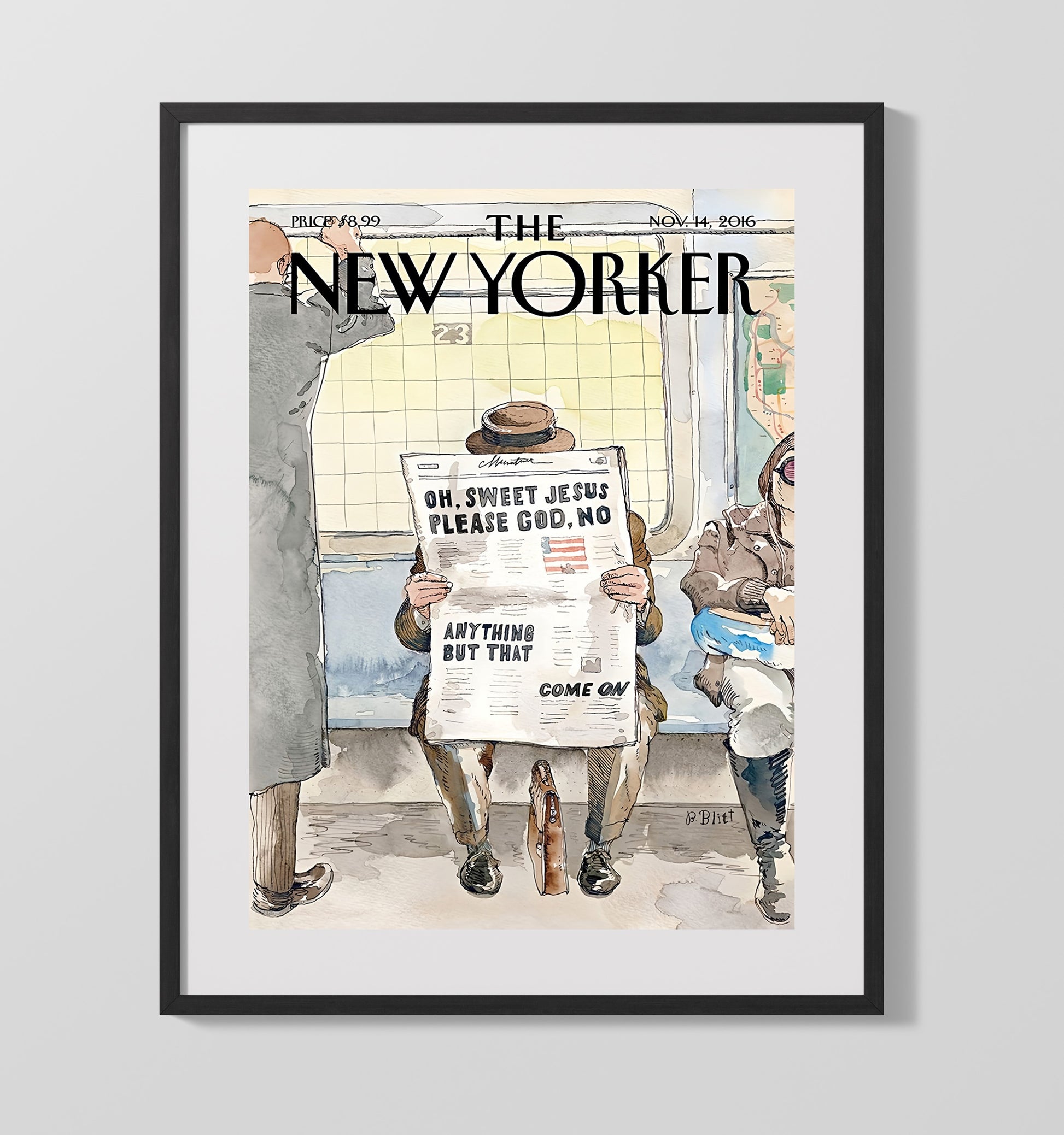 Historical - Magazine Cover Illustration - New Yorker Election Commentary Subway Scene 2016 History Wall Art
