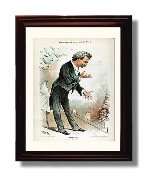 Historical - Mark Twain - Puck Magazine Satirical Cartoon 1884 History Wall Art