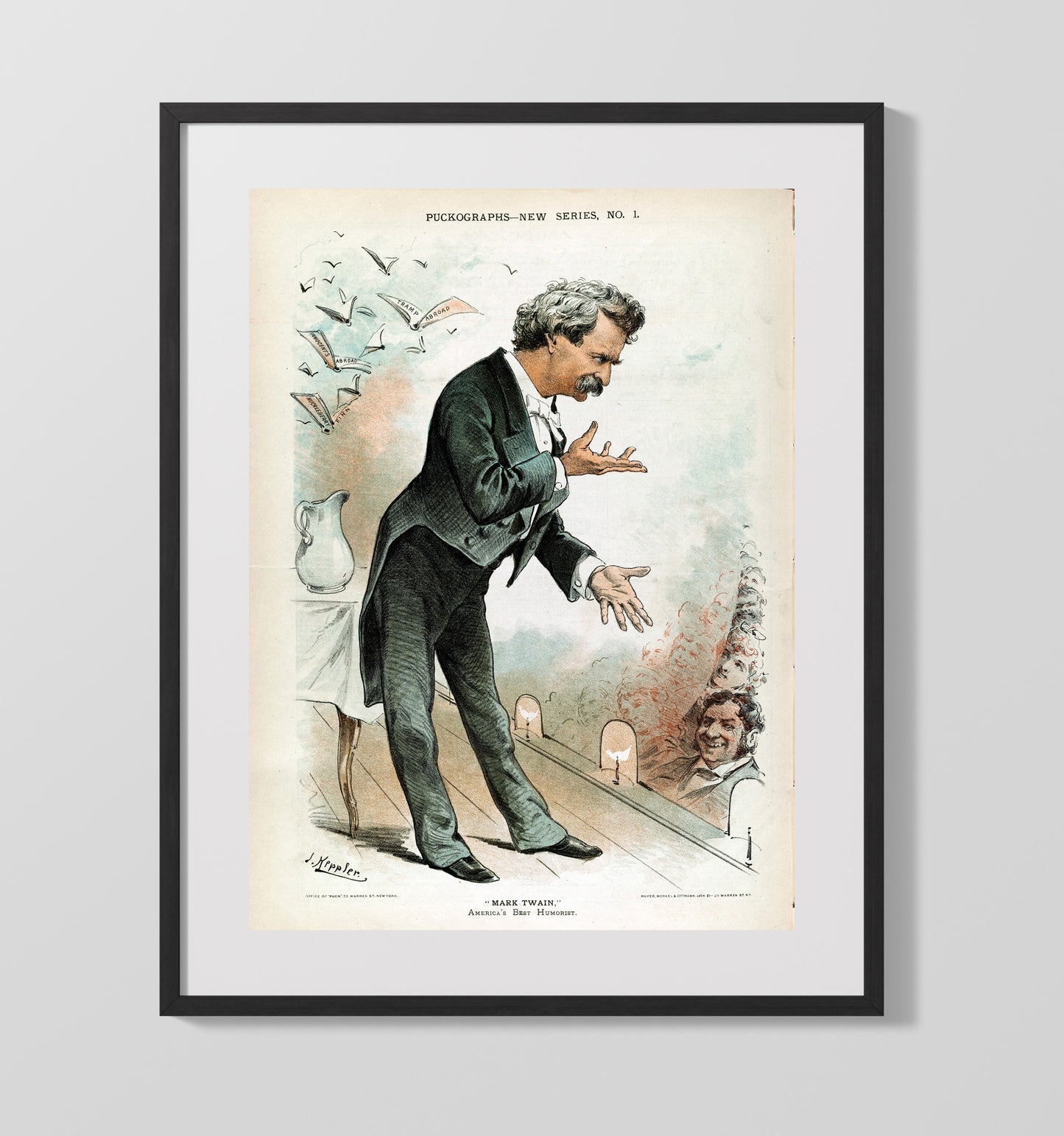 Historical - Mark Twain - Puck Magazine Satirical Cartoon 1884 History Wall Art