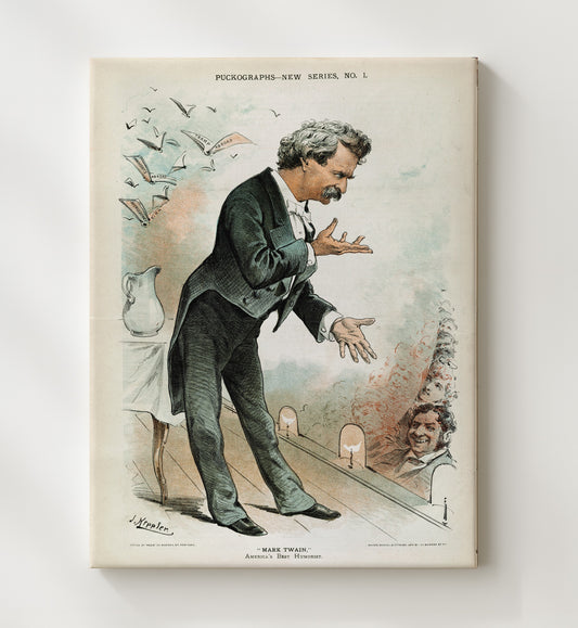 Mark Twain - Puck Magazine Satirical Cartoon 1884 8x10 Canvas history wall art