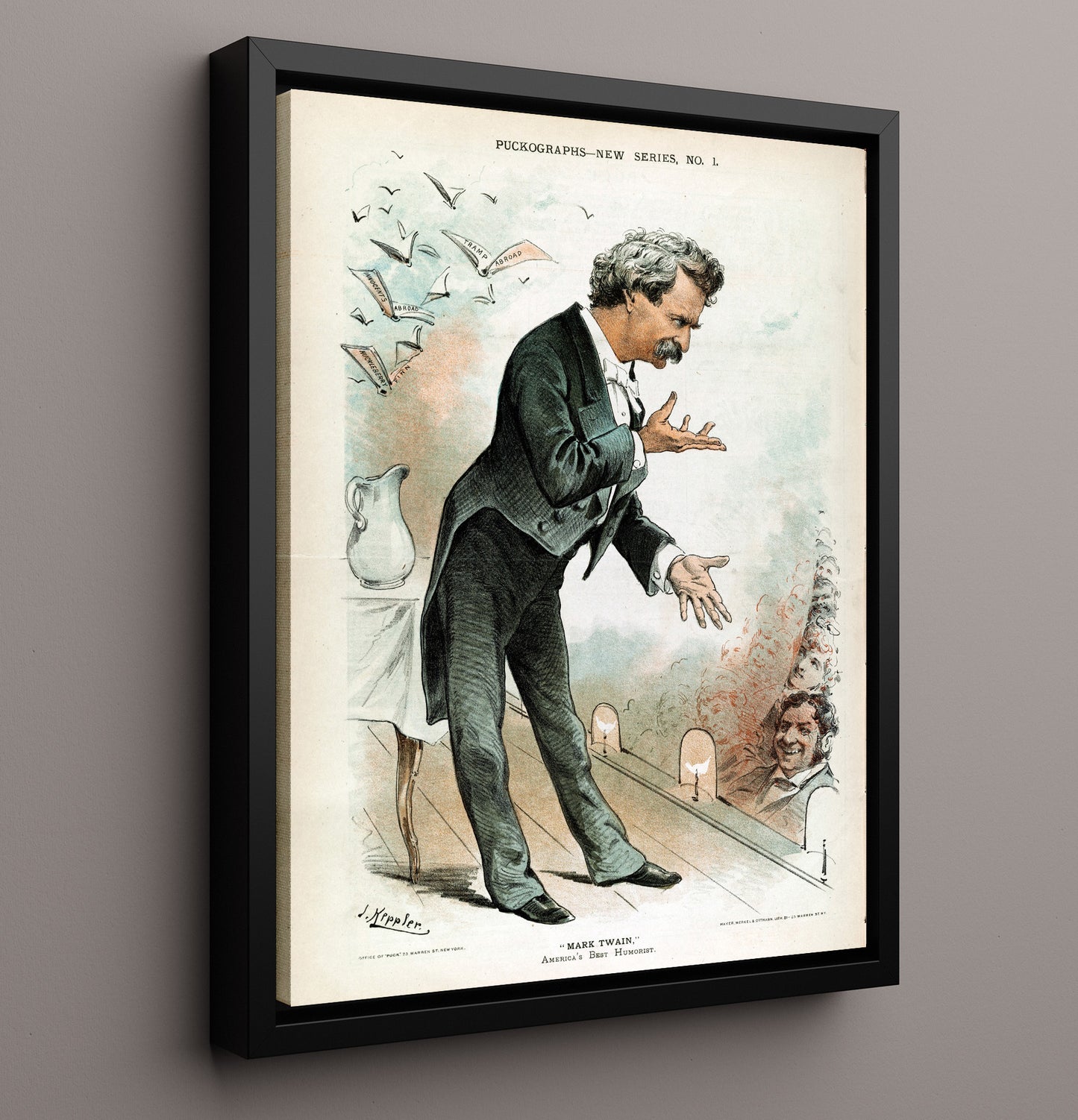 Historical - Mark Twain - Puck Magazine Satirical Cartoon 1884 History Wall Art