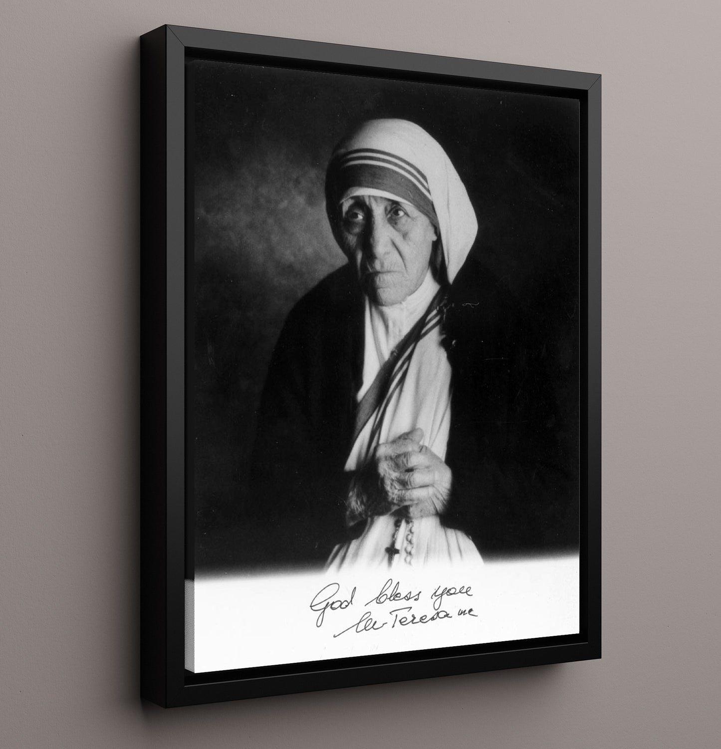 Historical - Mother Teresa - Holding Rosary Reflective Portrait History Wall Art