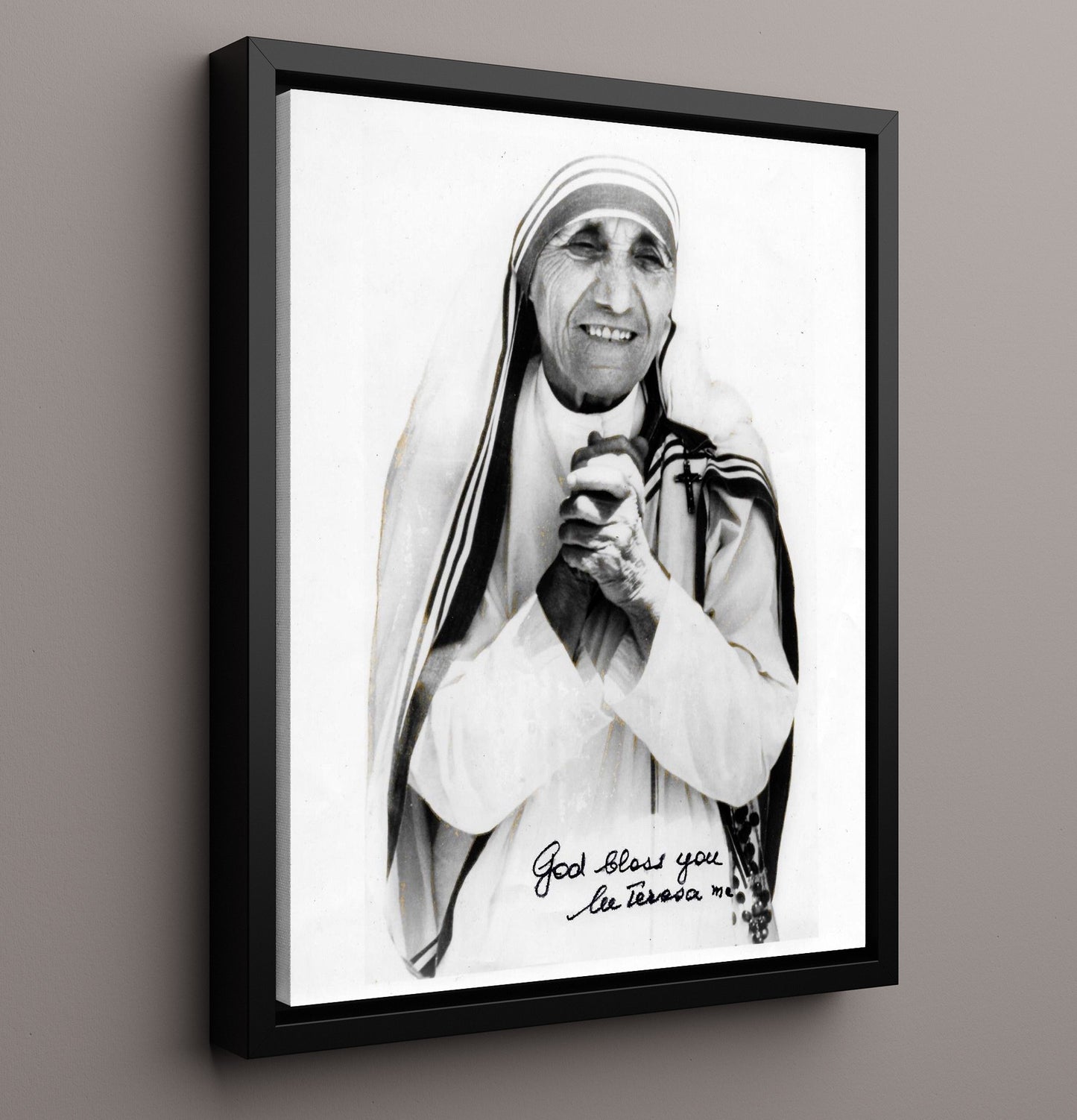 Historical - Mother Teresa - Smiling Portrait With Inscription History Wall Art