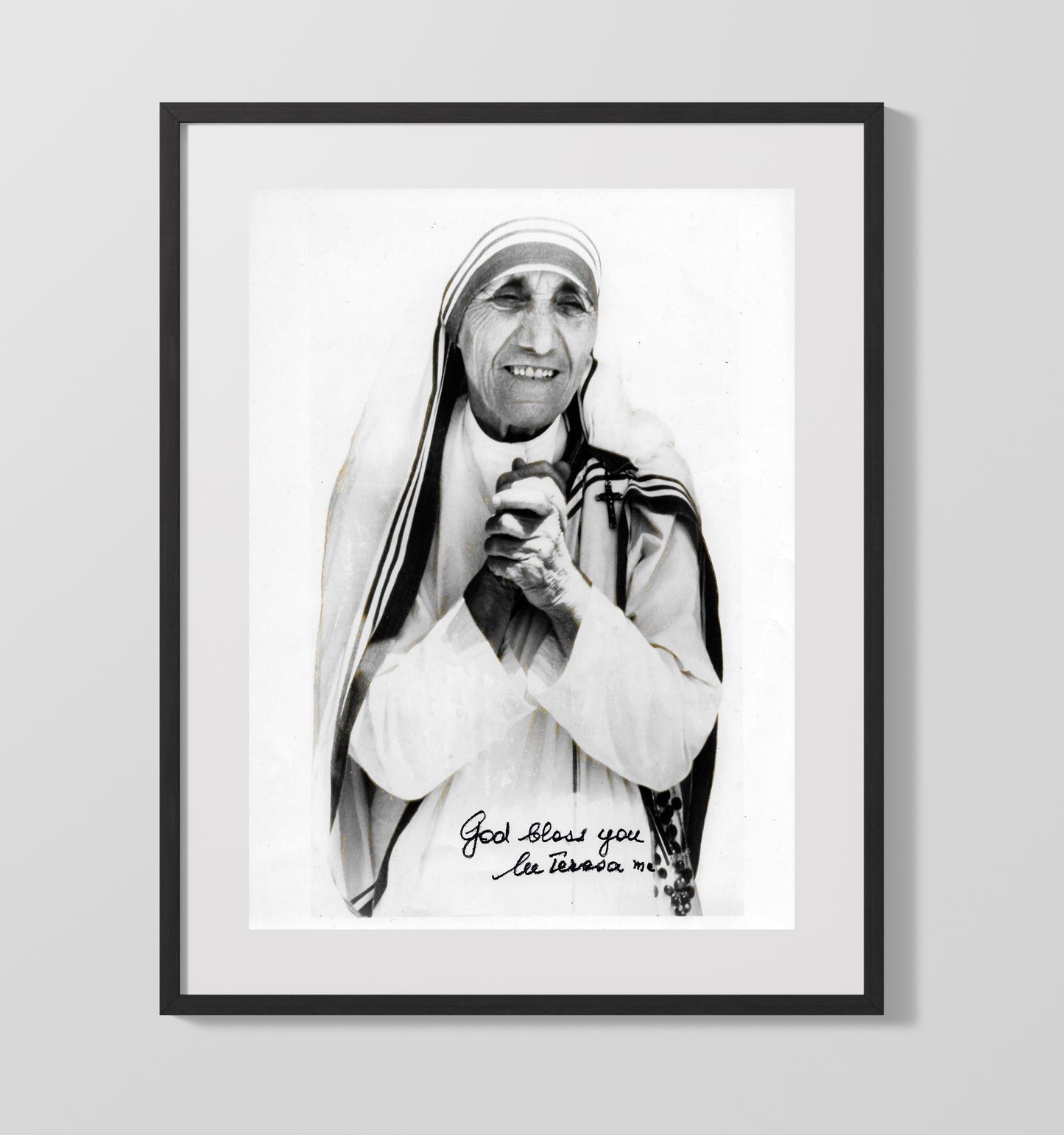 Historical - Mother Teresa - Smiling Portrait With Inscription History Wall Art
