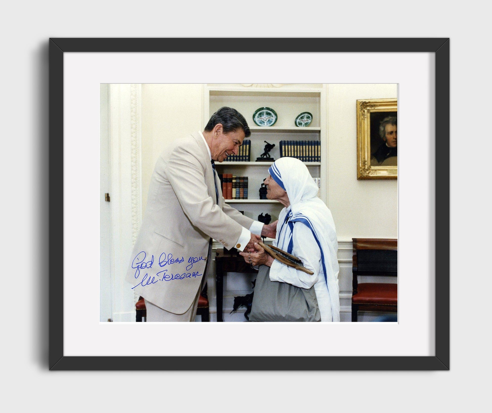 Historical - Mother Teresa And Ronald Reagan - White House Meeting 1985 - Landscape History Wall Art