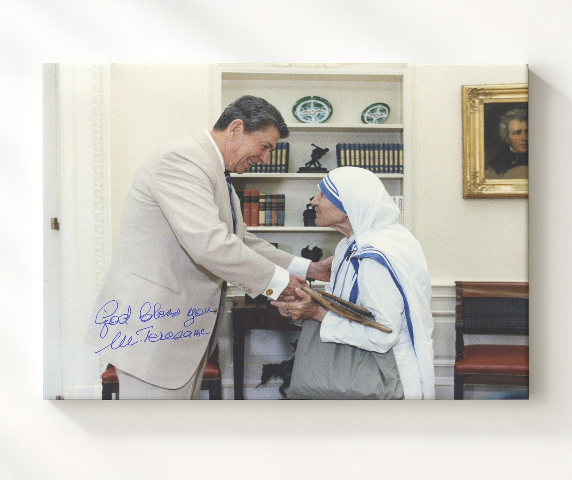 Historical - Mother Teresa And Ronald Reagan - White House Meeting 1985 - Landscape History Wall Art