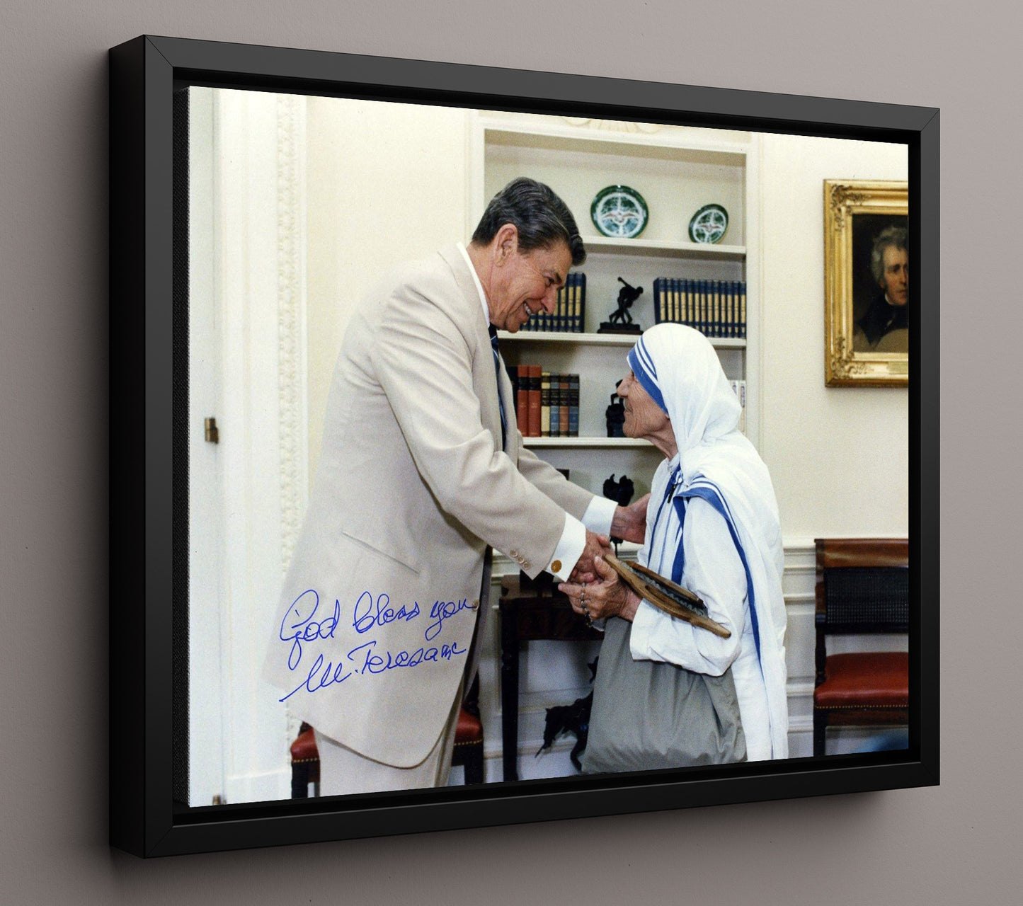 Historical - Mother Teresa And Ronald Reagan - White House Meeting 1985 - Landscape History Wall Art