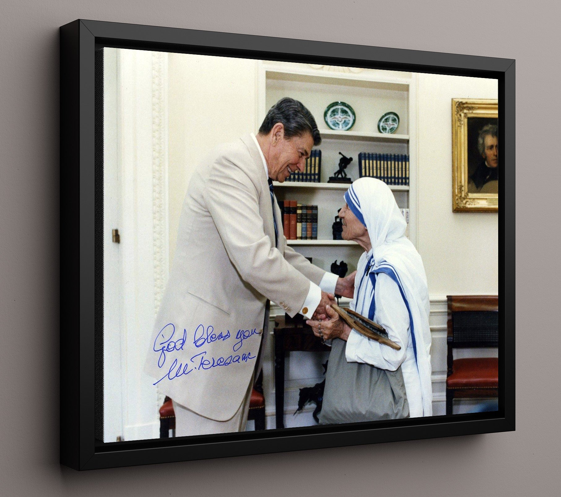 Historical - Mother Teresa And Ronald Reagan - White House Meeting 1985 - Landscape History Wall Art