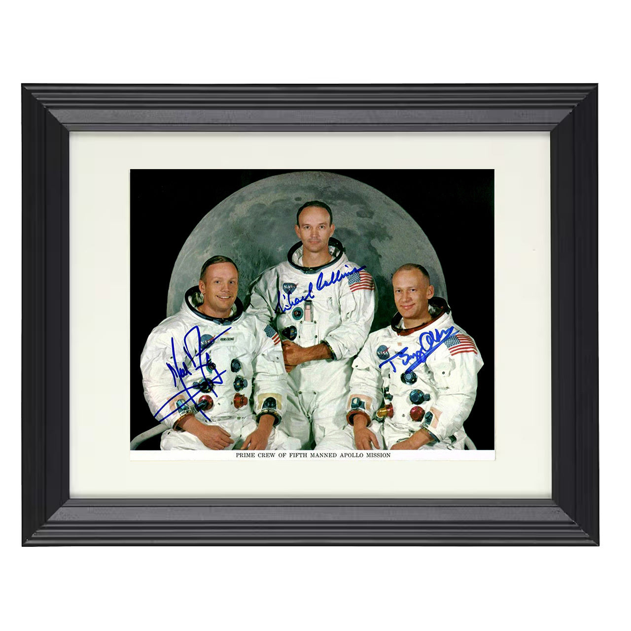 Armstrong, Collins and Aldrin – Apollo 11 Crew 1969 – 8x10 black beveled framed historical wall art