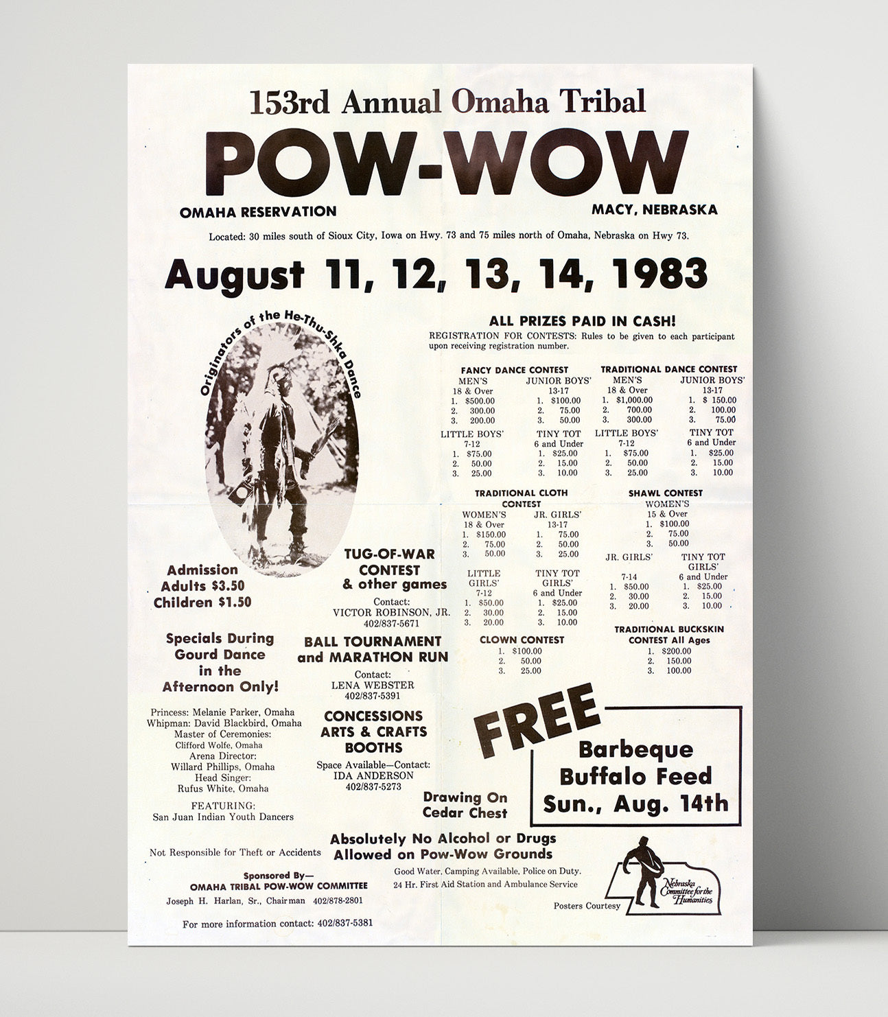 Historical - Omaha Tribe - 153Rd Annual Pow-Wow Poster 1983 History Wall Art