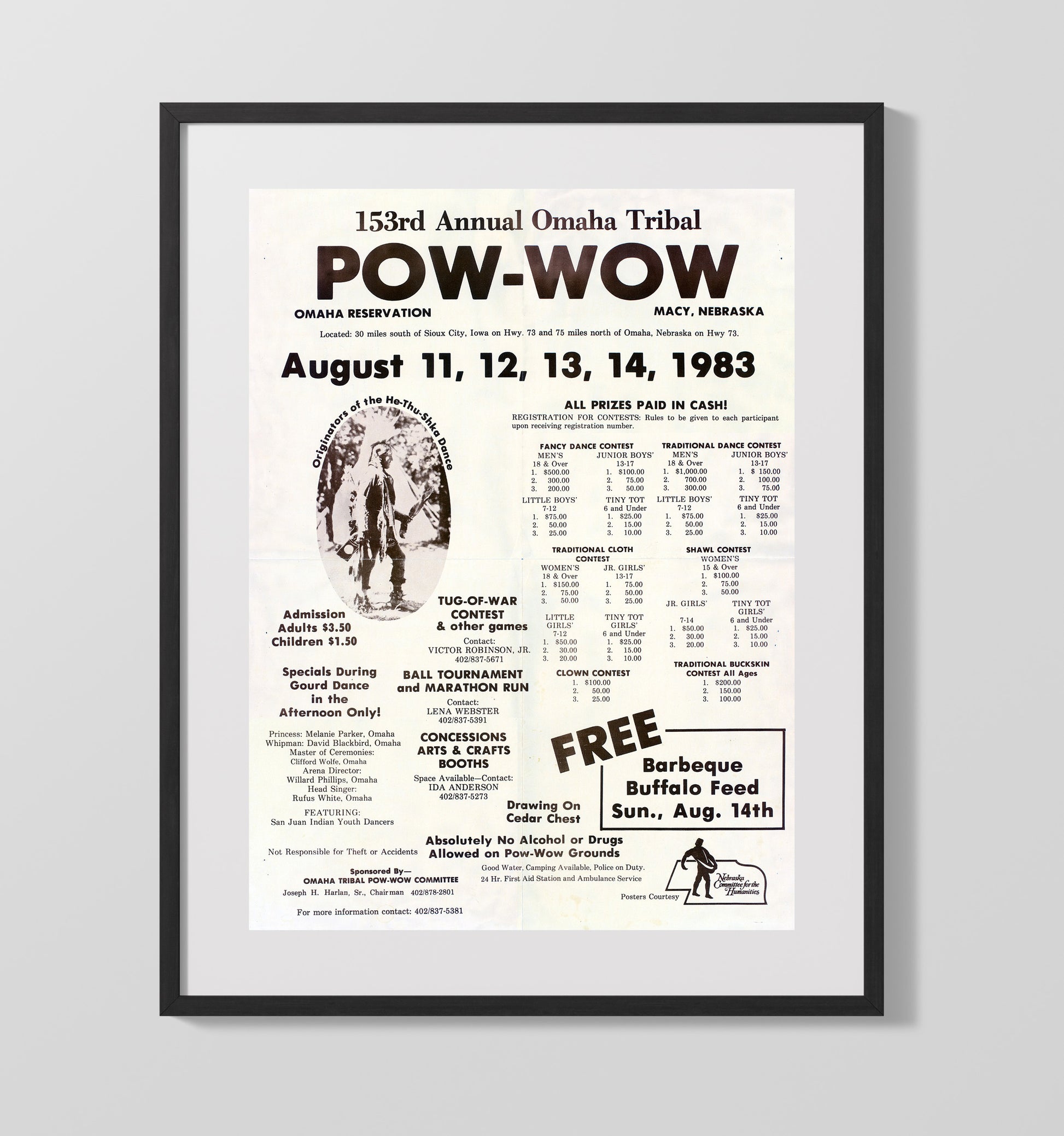 Historical - Omaha Tribe - 153Rd Annual Pow-Wow Poster 1983 History Wall Art