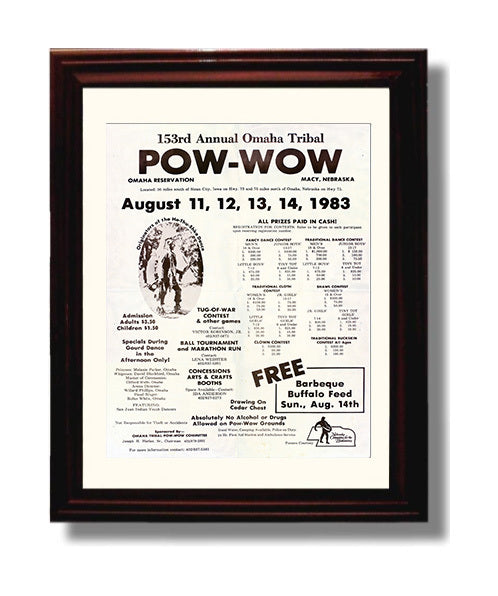 Historical - Omaha Tribe - 153Rd Annual Pow-Wow Poster 1983 History Wall Art