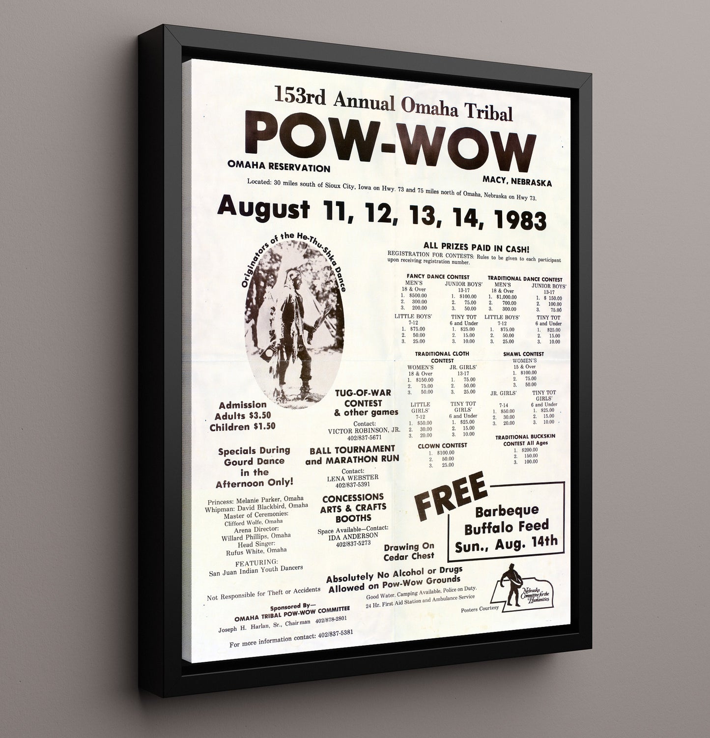 Historical - Omaha Tribe - 153Rd Annual Pow-Wow Poster 1983 History Wall Art