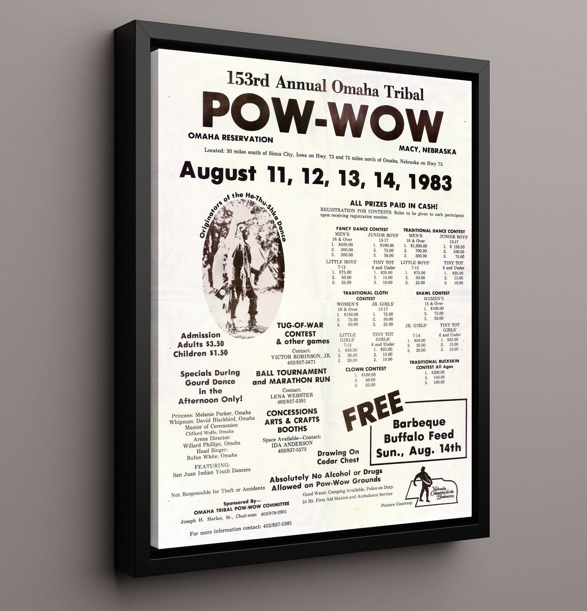 Historical - Omaha Tribe - 153Rd Annual Pow-Wow Poster 1983 History Wall Art