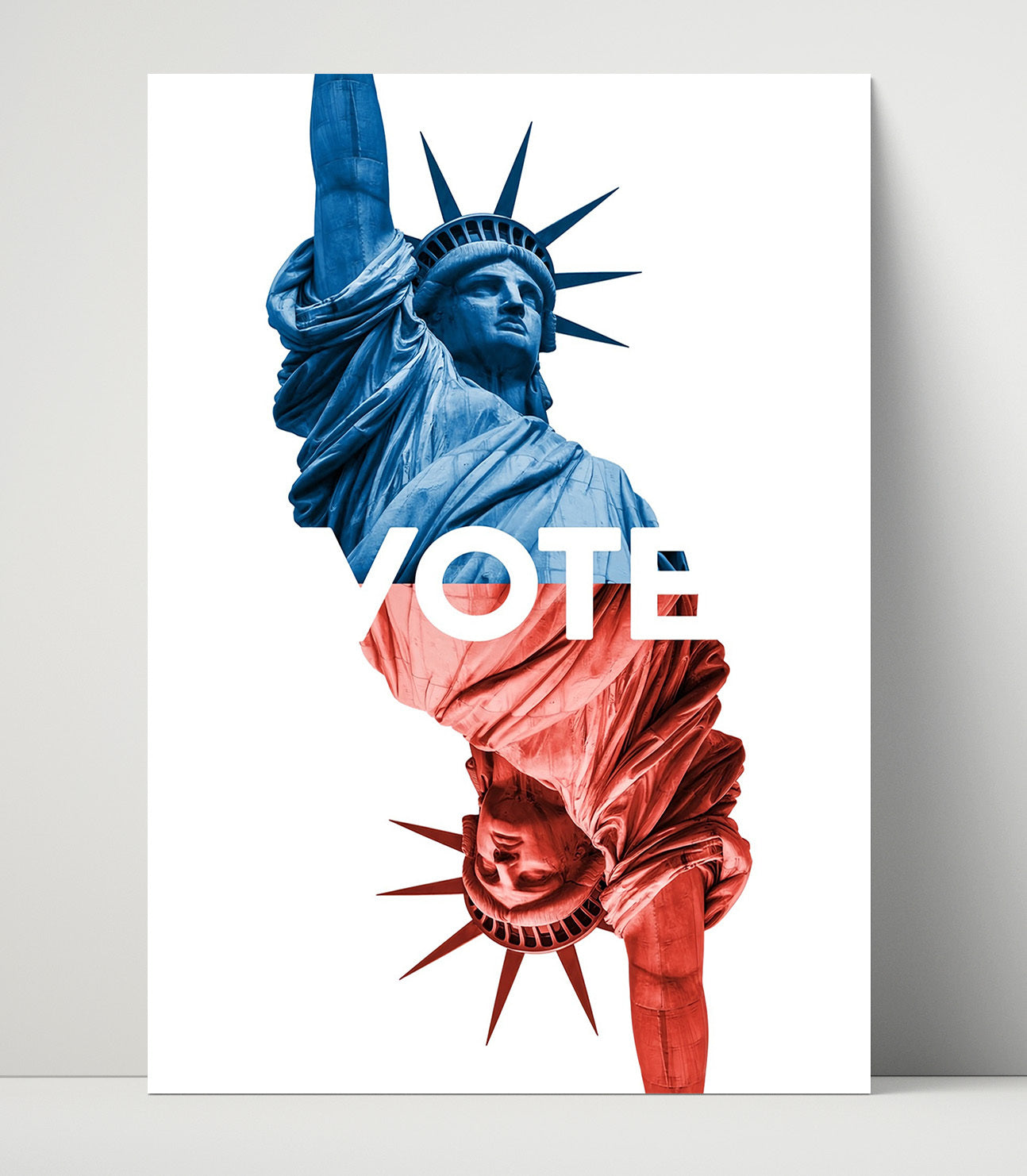 Historical - Patriotic Poster - Vote Statue Of Liberty Split Red Blue Design History Wall Art