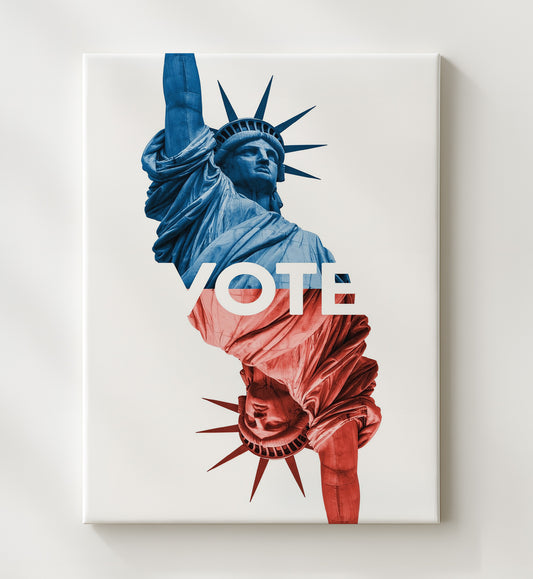 Patriotic Poster - Vote Statue of Liberty Split Red Blue Design 8x10 Canvas history wall art