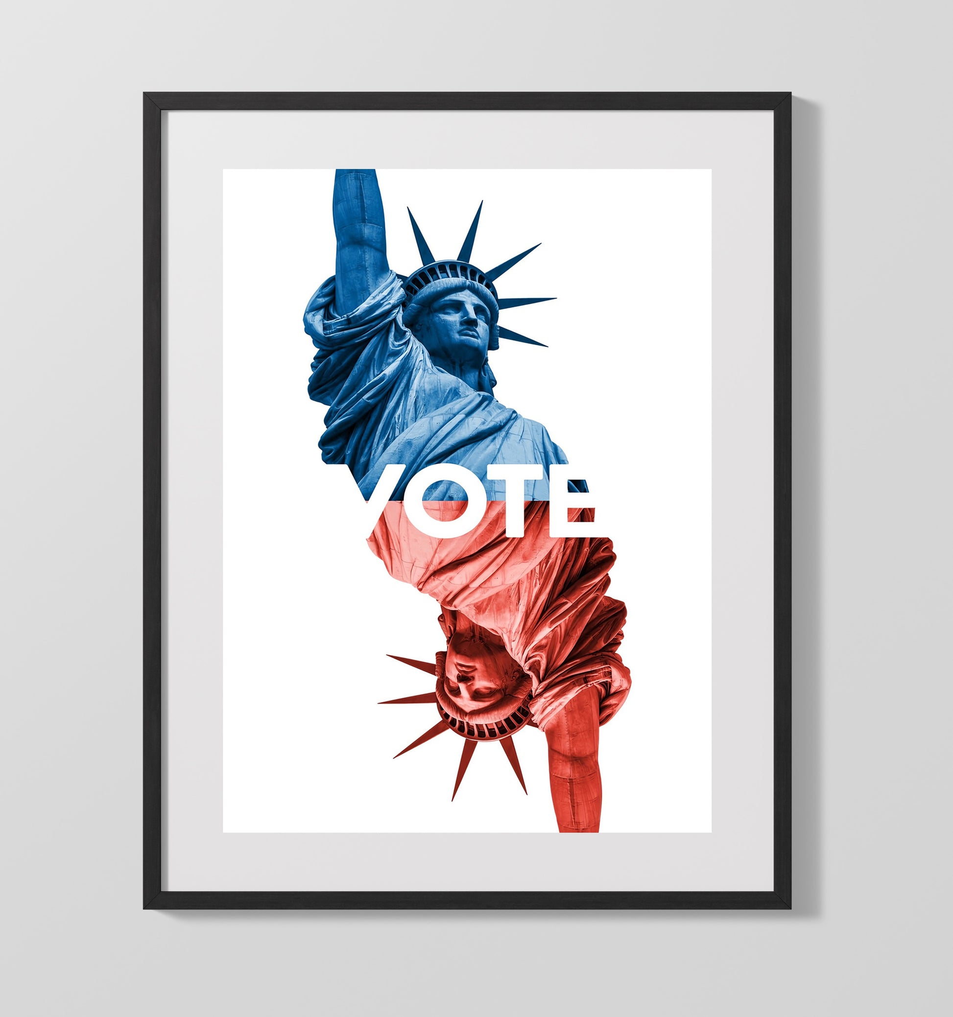 Historical - Patriotic Poster - Vote Statue Of Liberty Split Red Blue Design History Wall Art