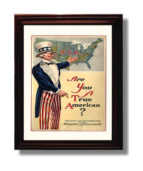Historical - Patriotic Recruitment Poster - Uncle Sam Are You A True American History Wall Art