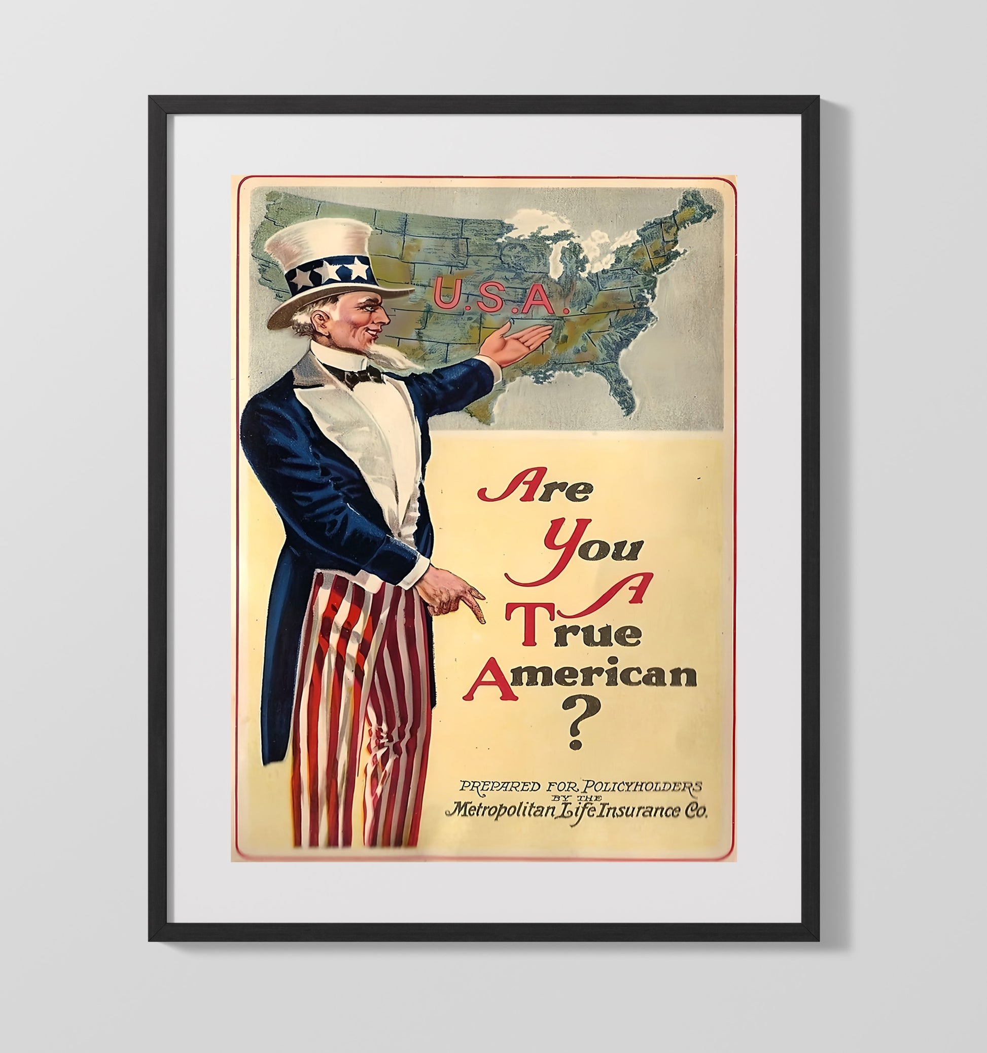 Historical - Patriotic Recruitment Poster - Uncle Sam Are You A True American History Wall Art