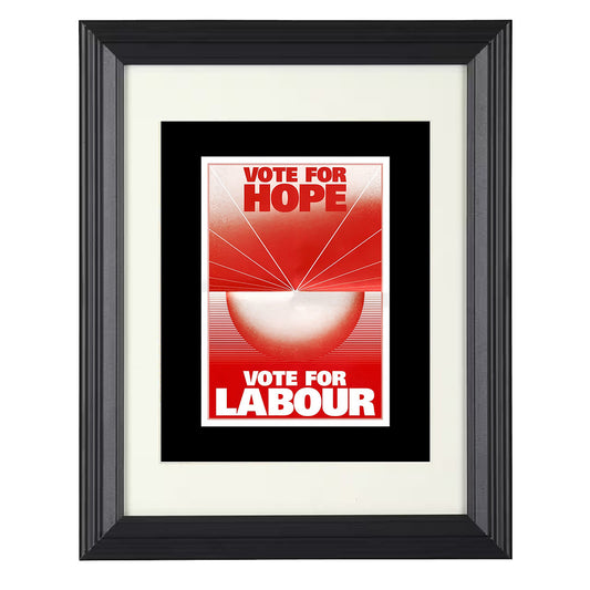 Political Campaign Poster - Vote for Hope Labour Red Minimalist Design 8x10 Beveled Frame history wall art