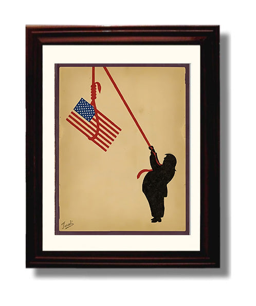 Historical - Political Commentary Poster - Hanging Flag Noose Symbolism Minimalist Design History Wall Art