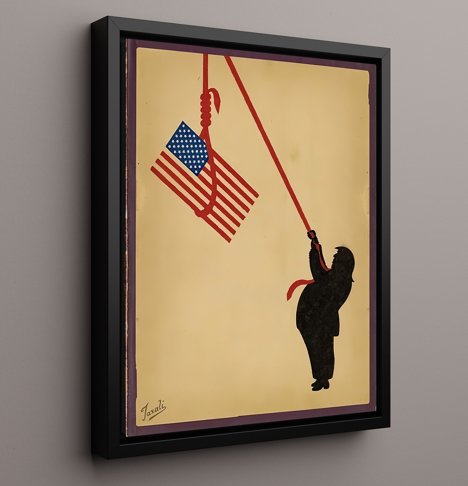 Historical - Political Commentary Poster - Hanging Flag Noose Symbolism Minimalist Design History Wall Art