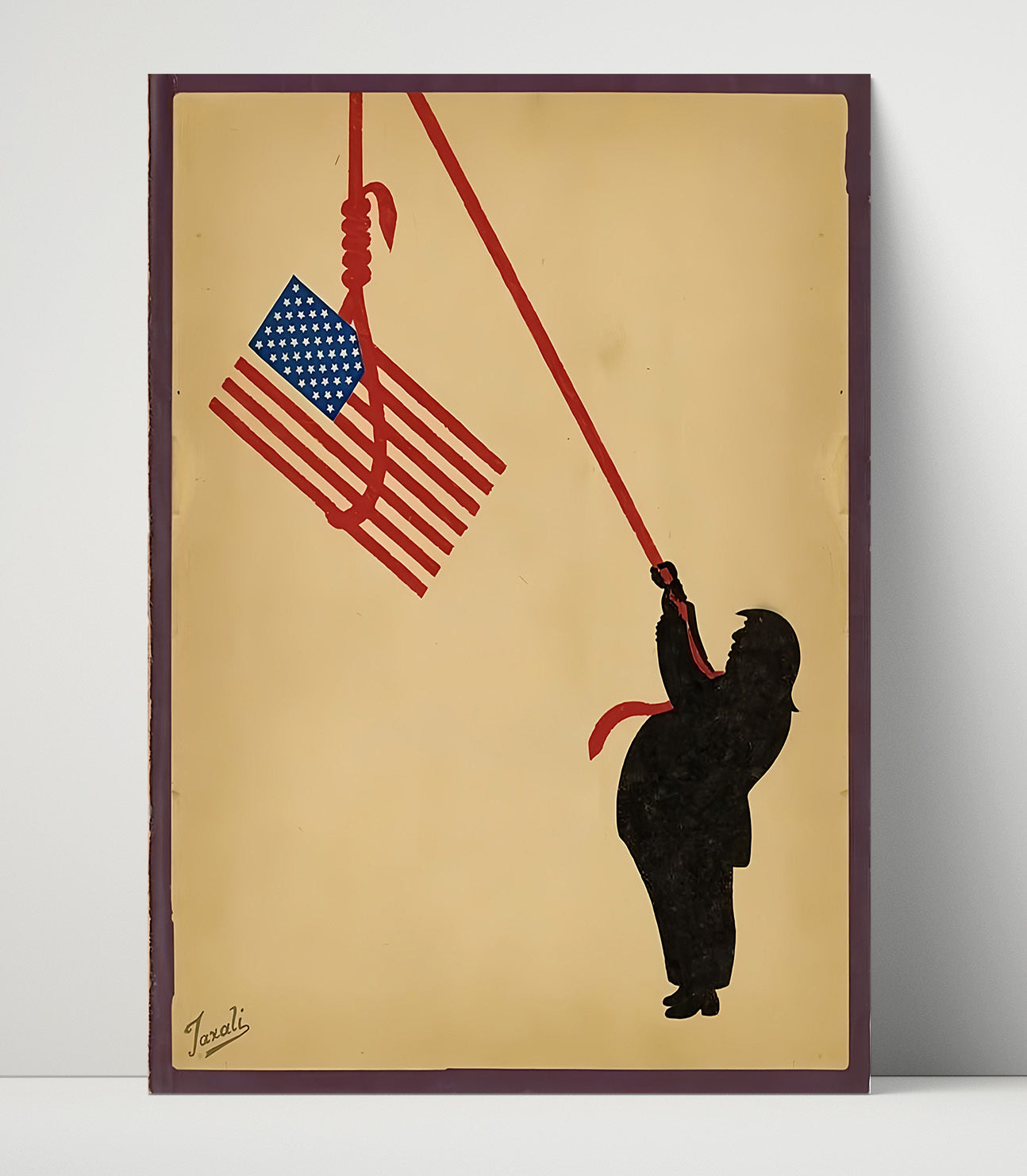 Historical - Political Commentary Poster - Hanging Flag Noose Symbolism Minimalist Design History Wall Art