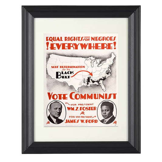 Political Poster - Equal Rights Everywhere Black Belt Map Vote Communist 8x10 Beveled Frame history wall art
