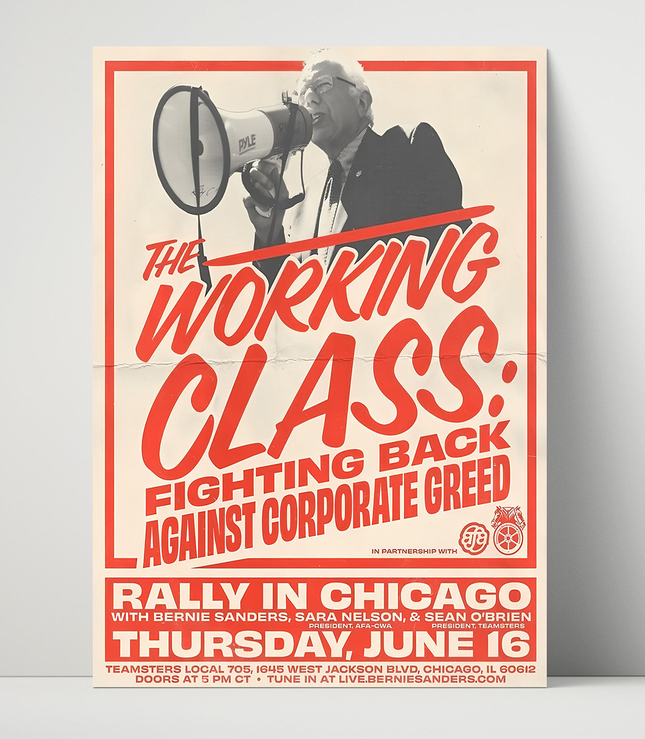 Historical - Political Rally Poster - The Working Class Fighting Back Bernie Sanders Chicago Event History Wall Art