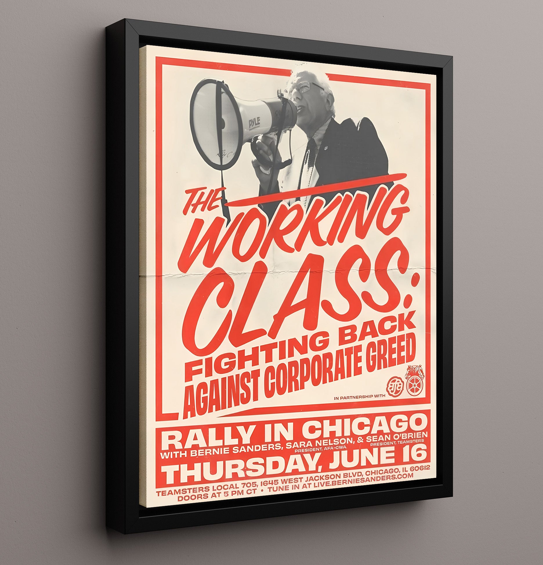 Historical - Political Rally Poster - The Working Class Fighting Back Bernie Sanders Chicago Event History Wall Art