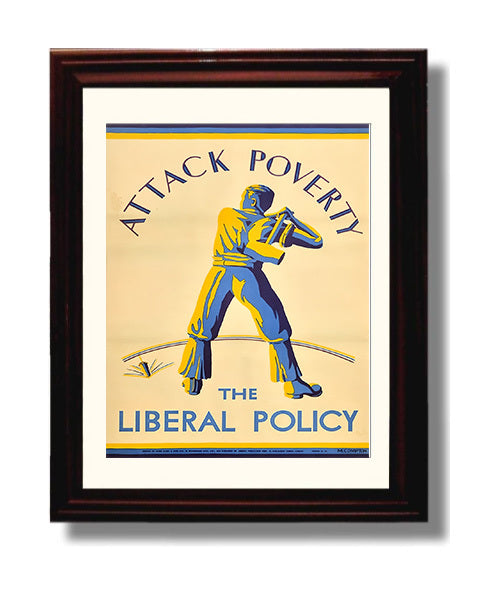 Historical - Political Satire Poster - Attack Poverty The Liberal Policy Illustration History Wall Art