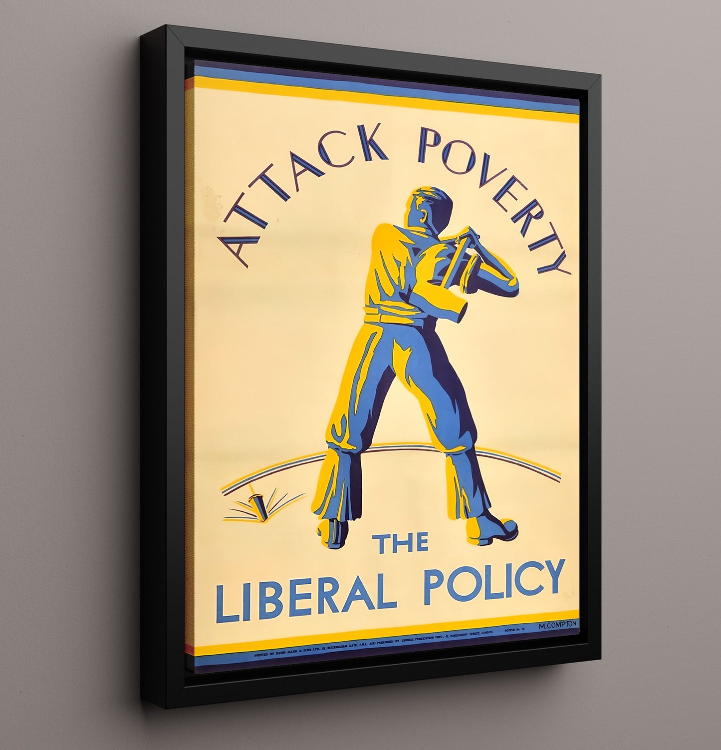 Historical - Political Satire Poster - Attack Poverty The Liberal Policy Illustration History Wall Art