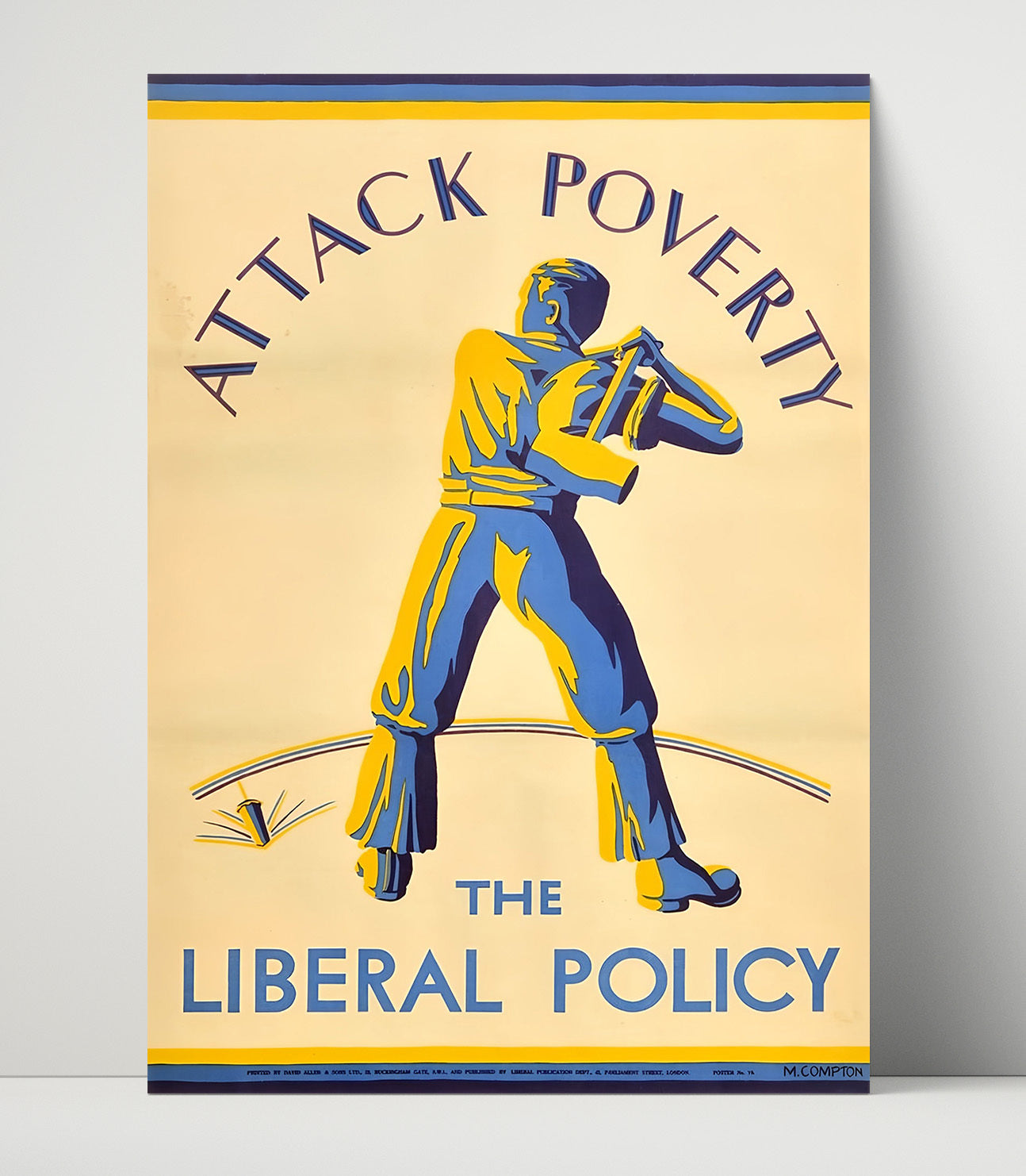 Historical - Political Satire Poster - Attack Poverty The Liberal Policy Illustration History Wall Art