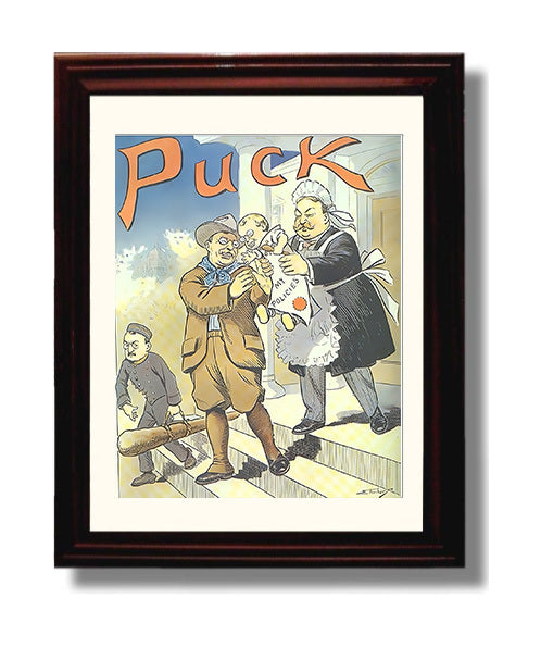 Historical - Political Satire Poster - Puck Magazine Policies Cartoon Illustration History Wall Art