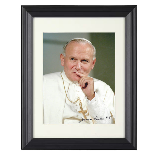 Pope John Paul II - Vatican Image 1980s - Framed Print - 8x10 Beveled Frame