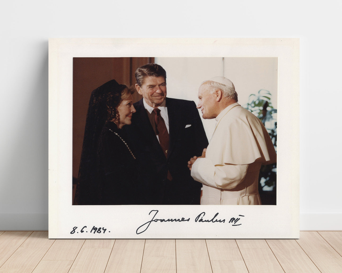 Historical - Pope John Paul Ii And Ronald Reagan - Vatican Meeting 1984 - Landscape History Wall Art