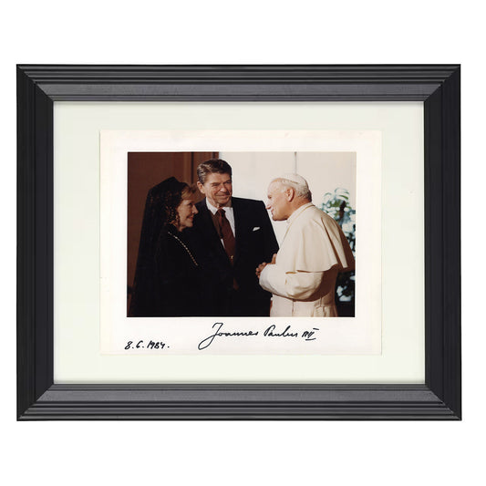 Pope John Paul II and Ronald Reagan - Vatican Meeting 1984 8x10 Beveled Frame history wall art