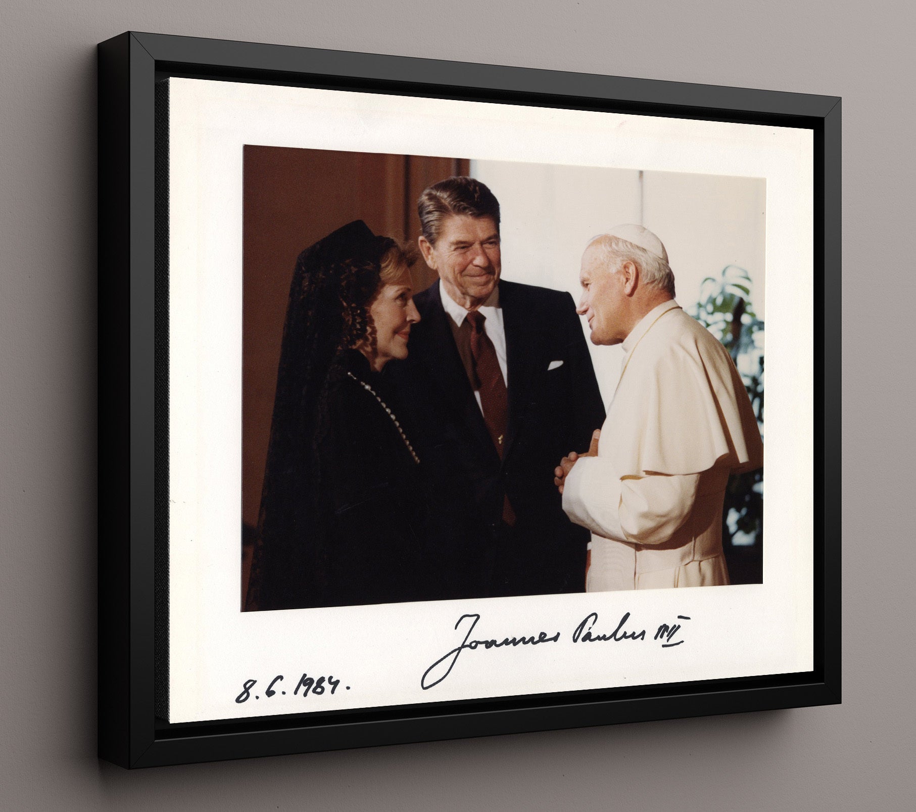 Historical - Pope John Paul Ii And Ronald Reagan - Vatican Meeting 1984 - Landscape History Wall Art