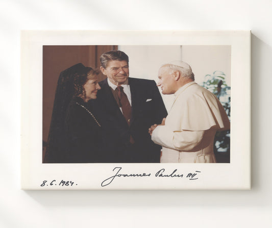 Pope John Paul II and Ronald Reagan - Vatican Meeting 1984 8x10 Canvas history wall art