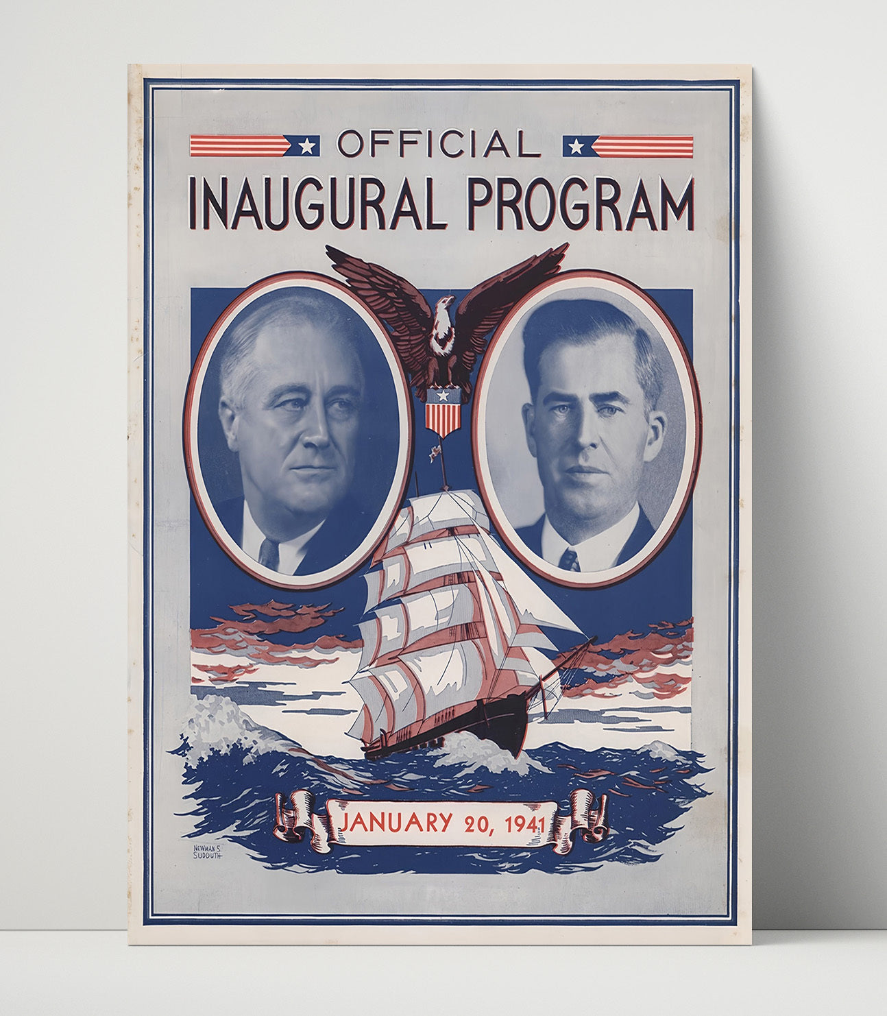 Historical - Presidential Inauguration Poster - Official Program Roosevelt 1941 Eagle Ship History Wall Art