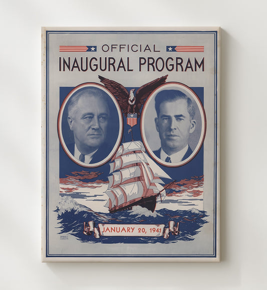 Presidential Inauguration Poster - Official Program Roosevelt 1941 Eagle Ship 8x10 Canvas history wall art